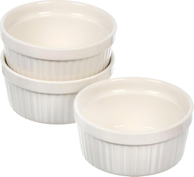 أطباق صغيرة - مجموعة من الأطباق الخزفية الصغيرة للكاسترد والآيس كريم والصلصات وأطباق الحلوى وأطباق التقديم، آمنة للاستخدام في الفرن لتحضير الطعام وتقديمه بشكل أنيق (3 قطع)